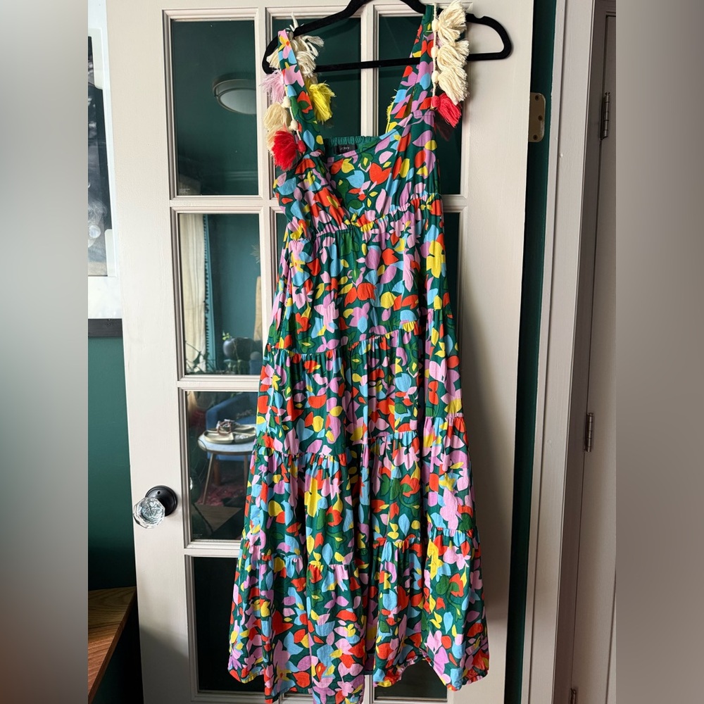 J. Crew Multicolor Floral tassel Dress
